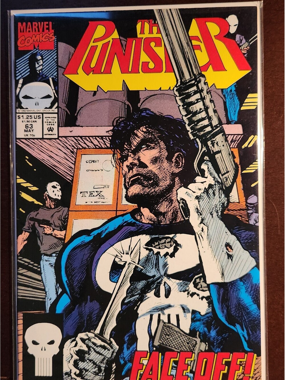 Punisher #63A Direct Edition Face Off NM Marvel 1992 Classic Cover